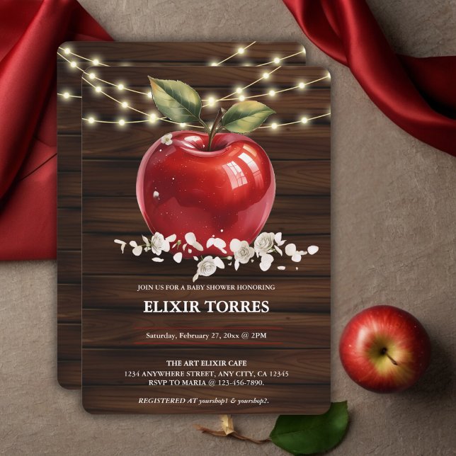 Rustic Red Apple Floral Baby Shower Invitation (Creator Uploaded)