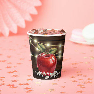 Rustic Red Apple Floral Baby Shower Paper Cups