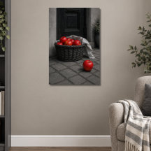 Rustic Red Apples in Wicker Basket Still Life