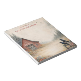 Rustic Red Barn and Crows Farm Scene |  Notepad