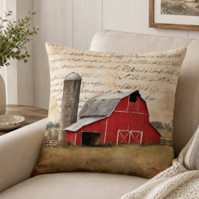 Rustic Red Barn Cushion (Rustic Red Barn Pillow)