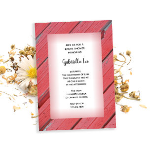 Rustic Red Barn Wood Country Ranch Bridal Shower Invitation