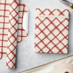 Rustic Red Beige Christmas Wrapping Paper