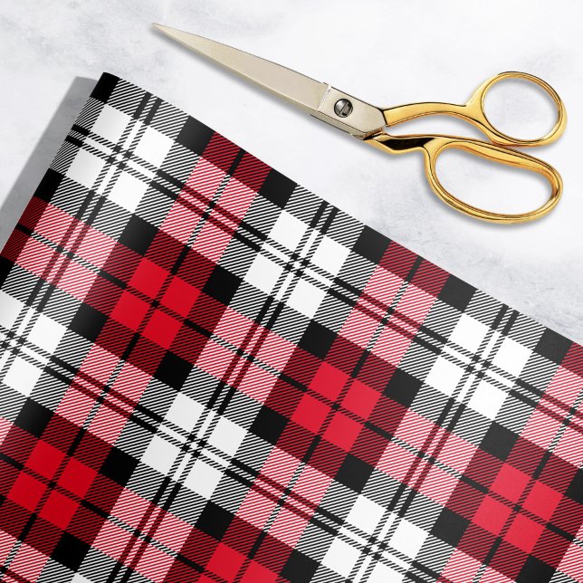 Rustic Red Black and White Tartan Plaid Holiday Wrapping Paper (Creator Uploaded)