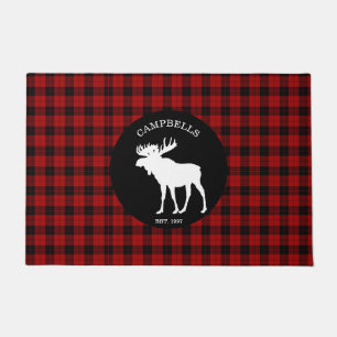 Rustic Red Black Buffalo Check Lumberjack Plaid Doormat