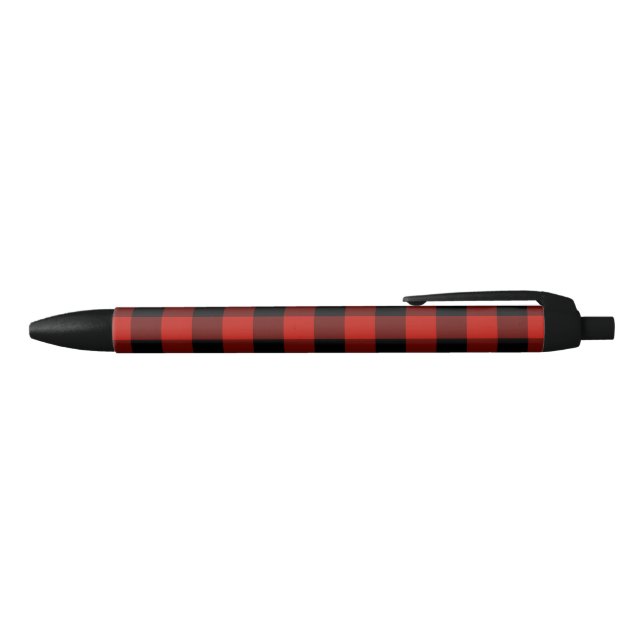 Rustic Red Black Buffalo Check Plaid Pattern Ink Pen (Top)
