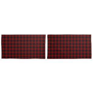 Rustic Red   Black Buffalo Check Plaid Pattern Pillowcase