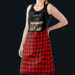 Rustic red black buffalo monogram name kitchen apron<br><div class="desc">Rustic red black buffalo plaid monogram name kitchen Apron.
You can add your own name and text to personalise.</div>