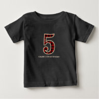 Rustic Red Black Buffalo Plaid 5TH Birthday Party