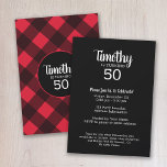 Rustic Red & Black Buffalo Plaid Birthday Party Invitation<br><div class="desc">A rugged and masculine design with an area for monograms. A classic, traditional pattern that has been around for years. If you need to adjust the artwork or change the font, you can click on the customise area. This will take you to the design tool where you can make many...</div>