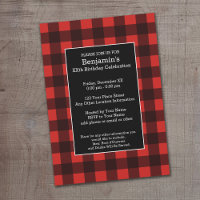 Rustic Red & Black Buffalo Plaid Birthday Party