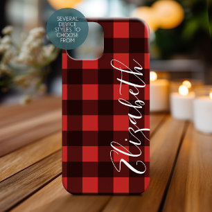 Rustic Red Black Buffalo Plaid - can edit red Case-Mate iPhone 14 Case