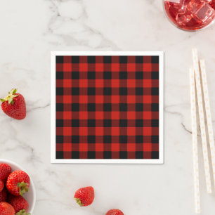 Rustic Red Black Buffalo Plaid Lumberjack Pattern Napkin
