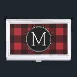 Rustic Red & Black Buffalo Plaid Pattern Monogram Business Card Holder<br><div class="desc">A rugged and masculine design with an area for monograms. A classic, traditional pattern that has been around for years. If you need to adjust the artwork or change the font, you can click on the customise area. This will take you to the design tool where you can make many...</div>