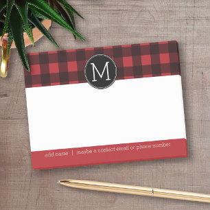 Rustic Red & Black Buffalo Plaid Pattern Monogram Post-it Notes