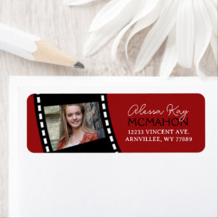 Rustic Red & Black Filmstrip Photo Return Address Label