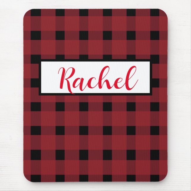 Rustic Red Black Gingham  Mouse Pad (Front)