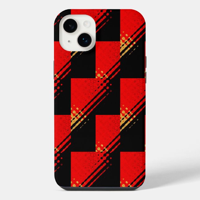 Rustic Red Black Gold Pattern iPhone Case (Back)