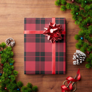 Rustic Red Black Plaid Pattern Wrapping Paper