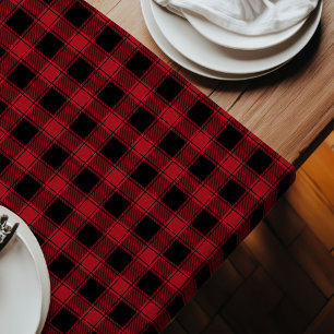 Rustic Red Black Runner Timeless Plaid for Tables