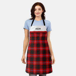 Rustic Red Black White Tartan Plaid Apron