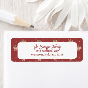 Rustic Red Botanicals Christmas Return Address Label