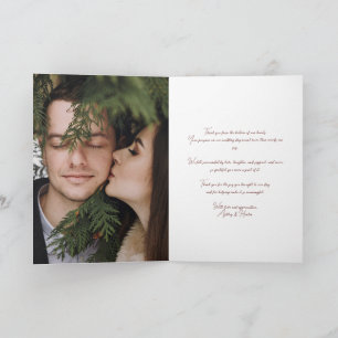Rustic Red Bow Hand Lettered Winter Wedding Photo Card