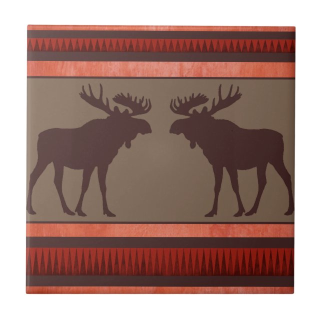 Rustic red brown moose pattern tile (Front)