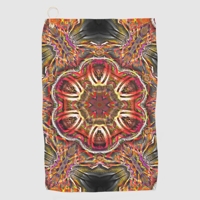 Rustic red brown texture in spoiled kaleidoscope   golf towel (Front)