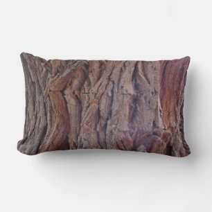Rustic Red Brown Tree Bark Photo Nature Lumbar Cushion