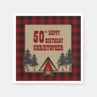 Rustic Red Buffalo Check Campfire Camping Birthday