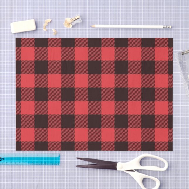 Rustic Red Buffalo Check Plaid Pattern Tissue Paper (Craft)