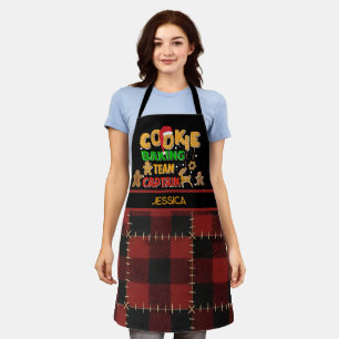 Rustic Red Buffalo Plaid Cookie Baking Team Name Apron