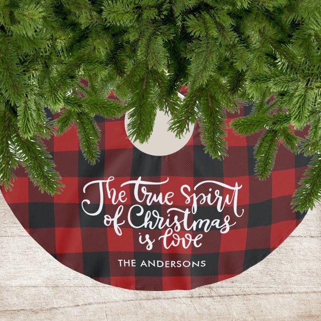 Rustic Red Buffalo Plaid Farmhouse Brushed Polyester Tree Skirt (Creator Uploaded)