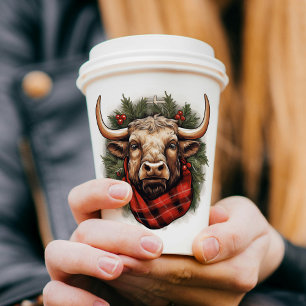 Rustic Red Buffalo Plaid Farmhouse Paper Cups