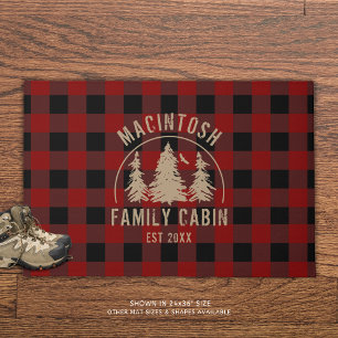 Rustic Red Buffalo Plaid Forest Woods Personalised Doormat