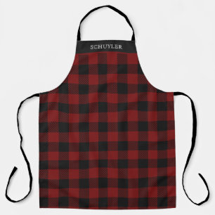 Rustic Red Buffalo Plaid Winter Personalised Apron