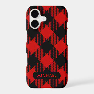 Rustic Red Buffalo Plaid with Name