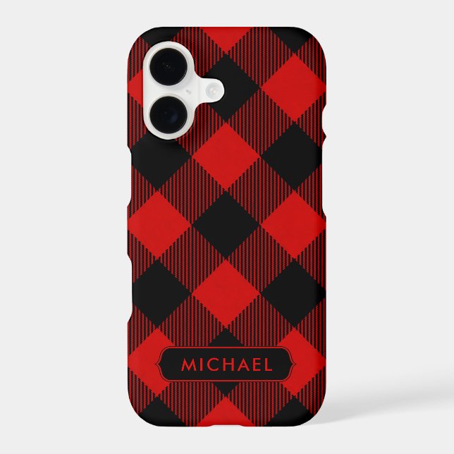 Rustic Red Buffalo Plaid with Name (Back)