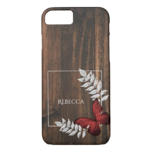 Rustic Red Butterfly Personalised iPhone 8/7 Case