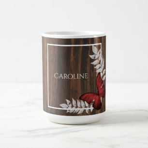 Rustic Red Butterfly Personalised Coffee Mug