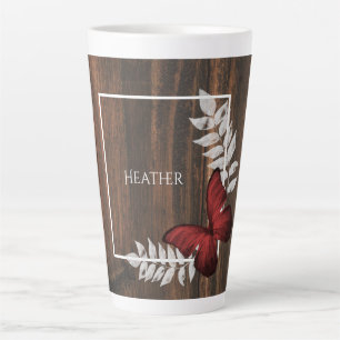 Rustic Red Butterfly Personalised Latte Mug