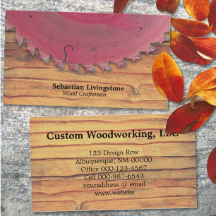 Rustic Red Circular Saw Woodworking Profession Business Card