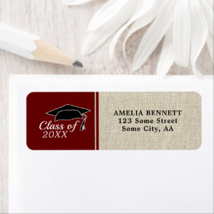 Rustic Red Class of Graduate Cap Return Address Label