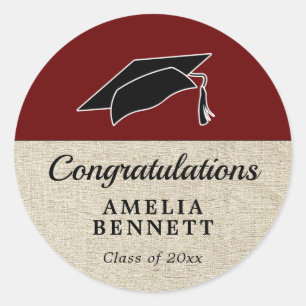 Rustic Red Congratulations Graduate Cap Graduation Classic Round Sticker