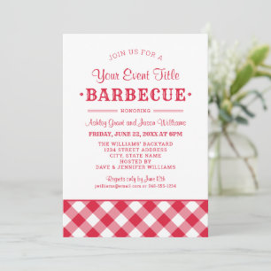 Rustic Red Custom Backyard Barbecue Party Invitation
