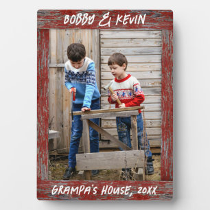 Rustic Red Distressed Wood Text Photo Frame