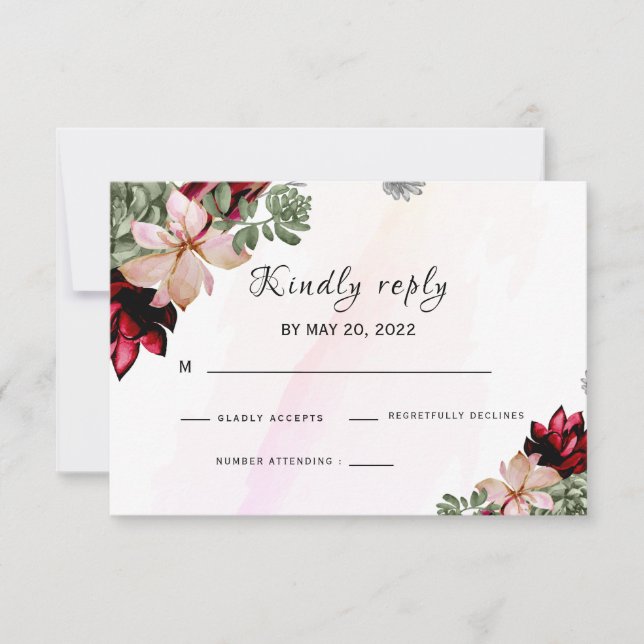 Rustic Red Elegant Floral Invitation (Front)