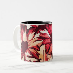 Rustic Red Flower Art Painting Two-Tone Coffee Mug