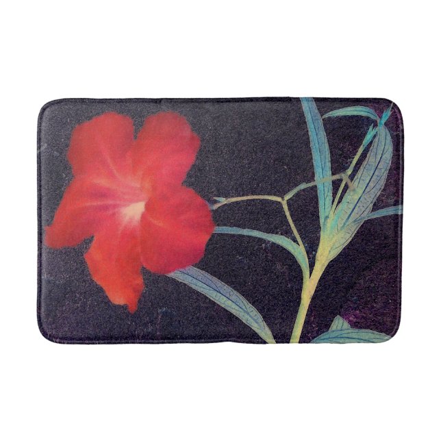 Rustic Red Flower Breeze Bath Mat (Front)